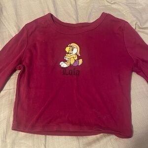 Lola Bunny king sleeve burgundy top